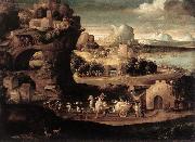 CARPI, Girolamo da Landscape with Magicians fs Norge oil painting reproduction